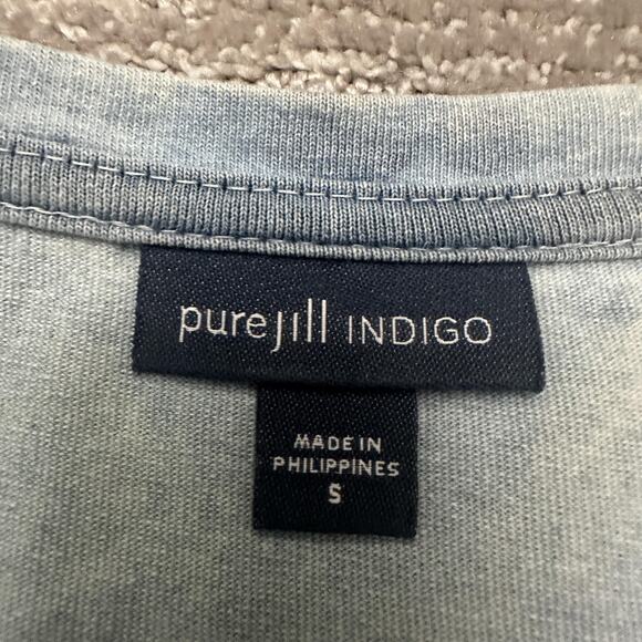 Pure Jill Indigo Dress Womens Small Blue Ombre Short Sleeve Casual Soft Cotton - Picture 5 of 8